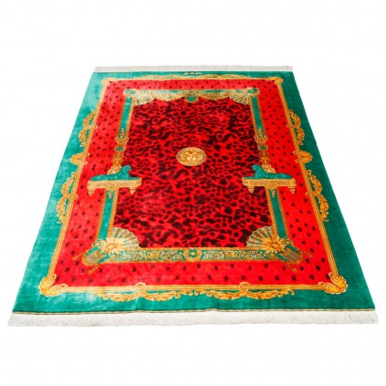 فرش دستباف طرح سراسر تمام ابریشم قم 135 × 204 کد 10200436