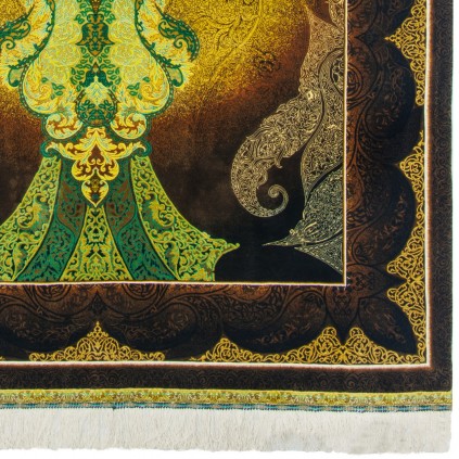 فرش دستباف طرح ترنج دار تمام ابریشم قم 141 × 205 کد 10200437