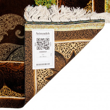فرش دستباف طرح ترنج دار تمام ابریشم قم 141 × 205 کد 10200437