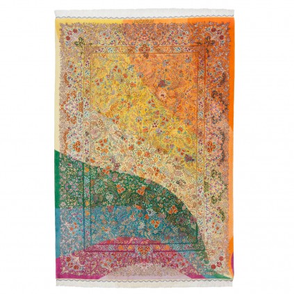 فرش دستباف طرح سراسر تمام ابریشم قم 135 × 200 کد 10200438