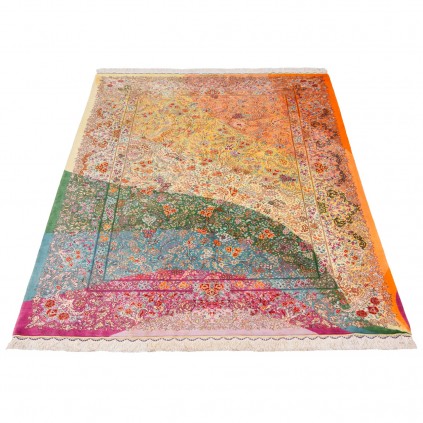 فرش دستباف طرح سراسر تمام ابریشم قم 135 × 200 کد 10200438