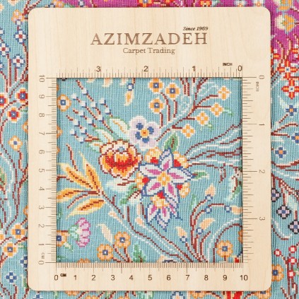 فرش دستباف طرح سراسر تمام ابریشم قم 135 × 200 کد 10200438