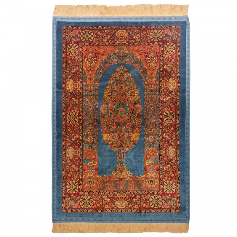 فرش دستباف طرح درختی تمام ابریشم سرخس 134 × 200 کد 10200439