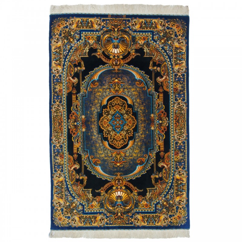 فرش دستباف طرح لچک ترنج تمام ابریشم قم 135 × 208 کد 10200440