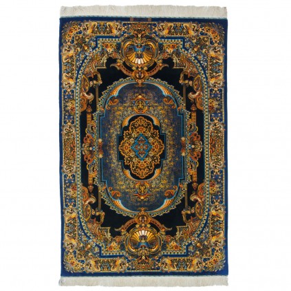 فرش دستباف طرح لچک ترنج تمام ابریشم قم 135 × 208 کد 10200440