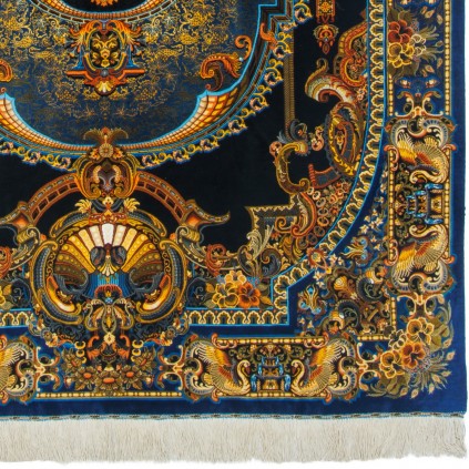 فرش دستباف طرح لچک ترنج تمام ابریشم قم 135 × 208 کد 10200440