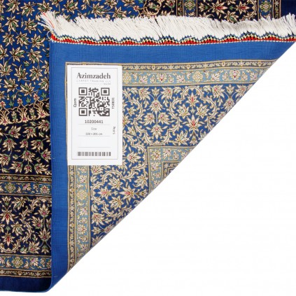 فرش دستباف طرح لچک ترنج تمام ابریشم قم 133 × 201 کد 10200441