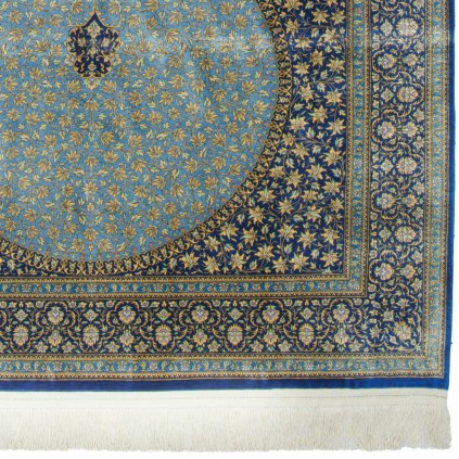 فرش دستباف طرح لچک ترنج تمام ابریشم قم 129 × 205 کد 10200442