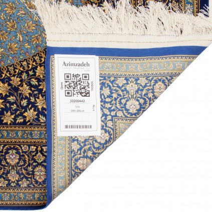 فرش دستباف طرح لچک ترنج تمام ابریشم قم 129 × 205 کد 10200442