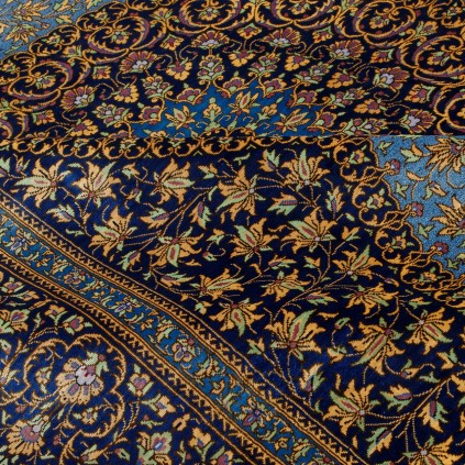 فرش دستباف طرح لچک ترنج تمام ابریشم قم 129 × 205 کد 10200442