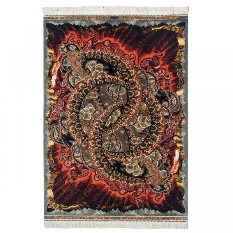 فرش دستباف طرح سراسر تمام ابریشم قم 150 × 213 کد 10300443