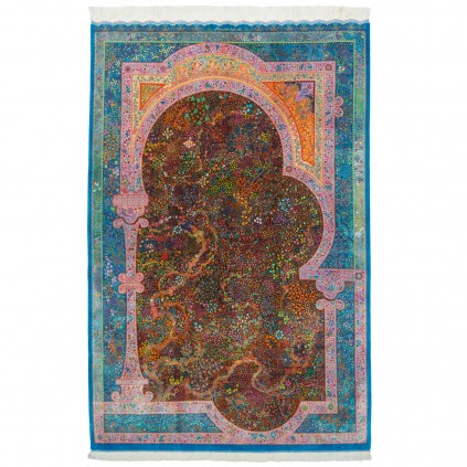 فرش دستباف طرح درختی تمام ابریشم قم 137 × 208 کد 10200444