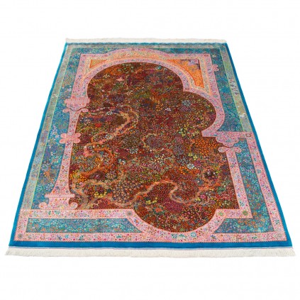 فرش دستباف طرح درختی تمام ابریشم قم 137 × 208 کد 10200444