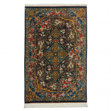 فرش دستباف طرح لچک ترنج تمام ابریشم قم 135 × 205 کد 10200446