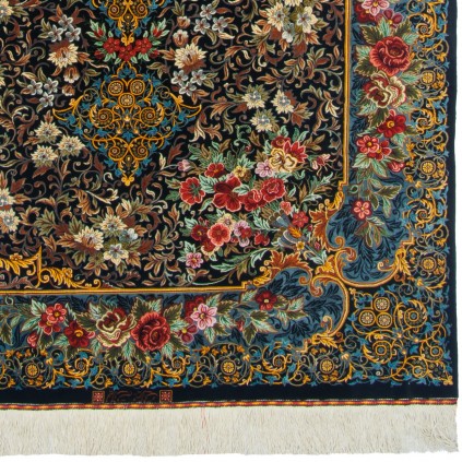 فرش دستباف طرح لچک ترنج تمام ابریشم قم 135 × 205 کد 10200446