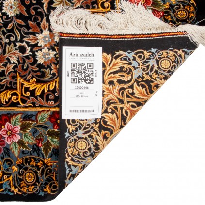 فرش دستباف طرح لچک ترنج تمام ابریشم قم 135 × 205 کد 10200446