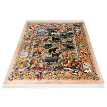 فرش دستباف طرح سراسر تمام ابریشم قم 135 × 200 کد 10200447