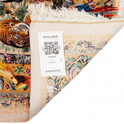 فرش دستباف طرح سراسر تمام ابریشم قم 135 × 200 کد 10200447