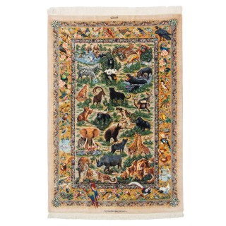 فرش دستباف طرح سراسر تمام ابریشم قم 135 × 200 کد 10200448