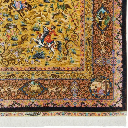 فرش دستباف طرح سراسر تمام ابریشم قم 137 × 212 کد 10200449