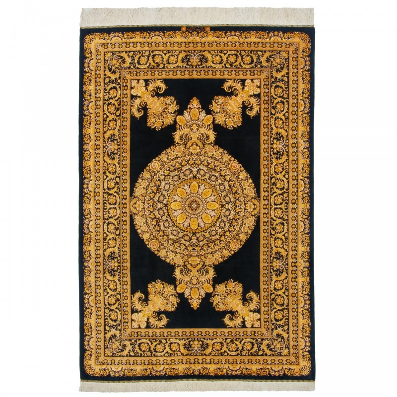 فرش دستباف طرح کف ساده تمام ابریشم قم 140 × 210 کد 10200452