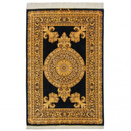 فرش دستباف طرح کف ساده تمام ابریشم قم 140 × 210 کد 10200452