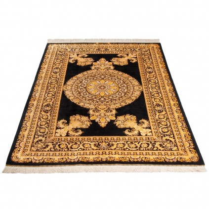 فرش دستباف طرح کف ساده تمام ابریشم قم 140 × 210 کد 10200452