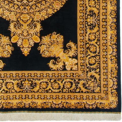 فرش دستباف طرح کف ساده تمام ابریشم قم 140 × 210 کد 10200452