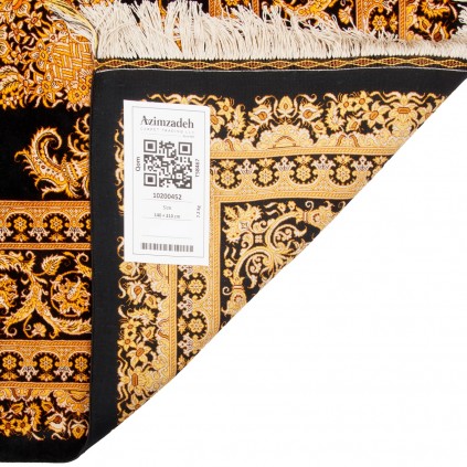 فرش دستباف طرح کف ساده تمام ابریشم قم 140 × 210 کد 10200452