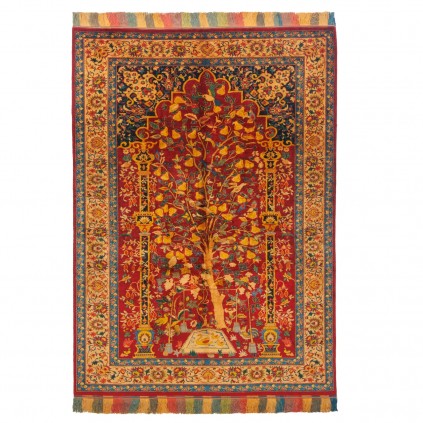 فرش دستباف طرح محرابی تمام ابریشم سرخس 144 × 200 کد 10200453