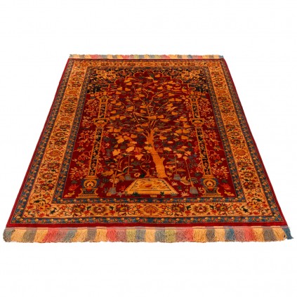 فرش دستباف طرح محرابی تمام ابریشم سرخس 144 × 200 کد 10200453