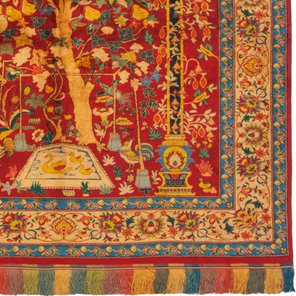 فرش دستباف طرح محرابی تمام ابریشم سرخس 144 × 200 کد 10200453