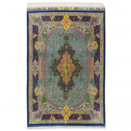 فرش دستباف طرح لچک ترنج تمام ابریشم قم 135 × 204 کد 10200454