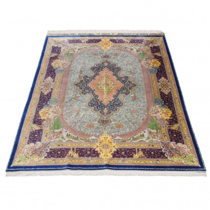 فرش دستباف طرح لچک ترنج تمام ابریشم قم 135 × 204 کد 10200454