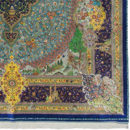 فرش دستباف طرح لچک ترنج تمام ابریشم قم 135 × 204 کد 10200454