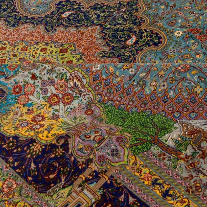 فرش دستباف طرح لچک ترنج تمام ابریشم قم 135 × 204 کد 10200454