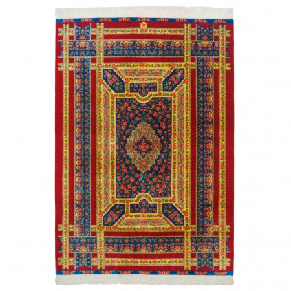 فرش دستباف طرح ترنج دار تمام ابریشم قم 138 × 200 کد 10200455