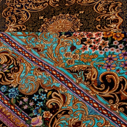 فرش دستباف طرح لچک ترنج تمام ابریشم قم 193 × 203 کد 10300458