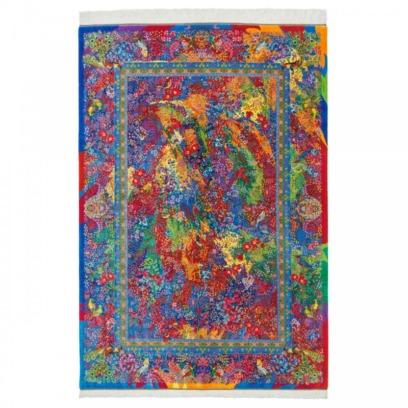 فرش دستباف طرح سراسر تمام ابریشم قم 136 × 200 کد 10200459