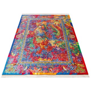 فرش دستباف طرح سراسر تمام ابریشم قم 136 × 200 کد 10200459