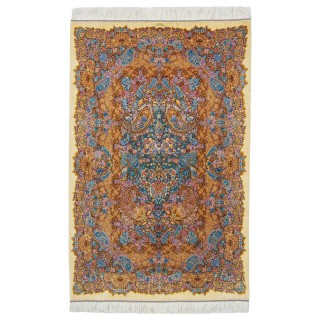 فرش دستباف طرح سراسر تمام ابریشم قم 140 × 215 کد 10300460