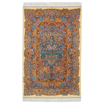 فرش دستباف طرح سراسر تمام ابریشم قم 140 × 215 کد 10300460