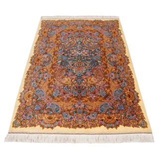 فرش دستباف طرح سراسر تمام ابریشم قم 140 × 215 کد 10300460