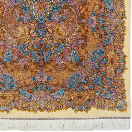 فرش دستباف طرح سراسر تمام ابریشم قم 140 × 215 کد 10300460