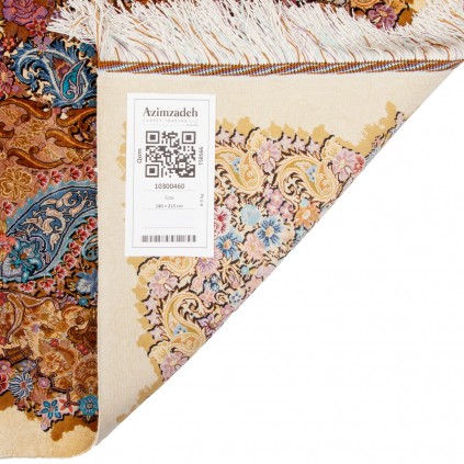 فرش دستباف طرح سراسر تمام ابریشم قم 140 × 215 کد 10300460