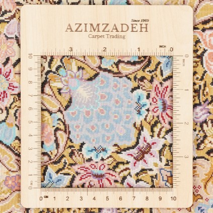 فرش دستباف طرح سراسر تمام ابریشم قم 140 × 215 کد 10300460