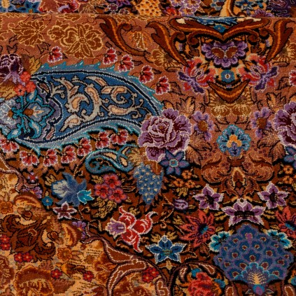 فرش دستباف طرح سراسر تمام ابریشم قم 140 × 215 کد 10300460