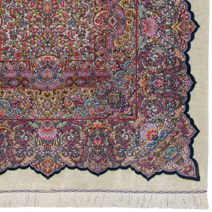 فرش دستباف طرح لچک ترنج تمام ابریشم قم 147 × 206 کد 10300461