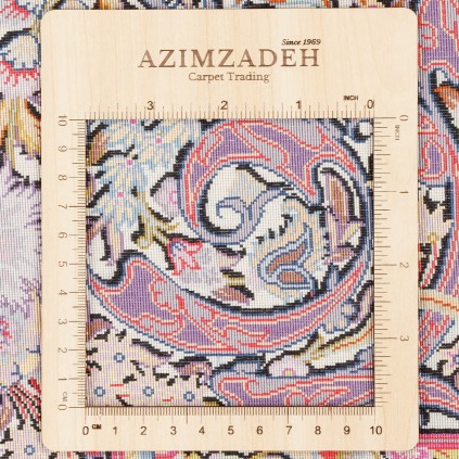 فرش دستباف طرح لچک ترنج تمام ابریشم قم 147 × 206 کد 10300461