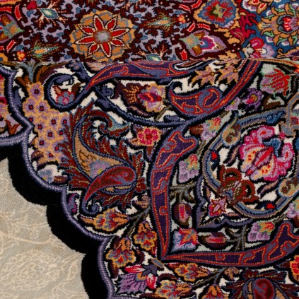 فرش دستباف طرح لچک ترنج تمام ابریشم قم 147 × 206 کد 10300461